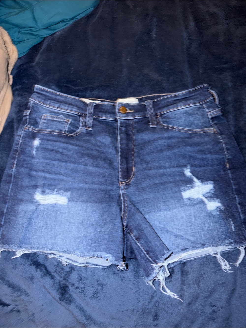 Women’s Distressed Denim Shorts - Dark Blue